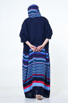 The Kaftan Company Sleep Gowns Onesize Blue Striped Freesize Kaftan Sleep Gown in Soft Crepe