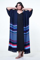 The Kaftan Company Sleep Gowns Onesize Blue Striped Freesize Kaftan Sleep Gown in Soft Crepe