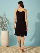The Kaftan Company Sleep Gowns Red Polka  Border Black Georgette Dobby Gown and Slip Set