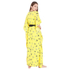 The Kaftan Company Sleep Gowns S Yellow Birds Printed Gown Set