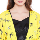 The Kaftan Company Sleep Gowns S Yellow Birds Printed Gown Set