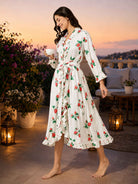 The Kaftan Company Sleep Gowns Strawberry Garden White Nightgown