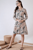 The Kaftan Company Sleepshirt Viscose Linen Blend Floral Button-Front Sleepshirt