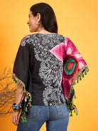 The Kaftan Company Tops Asymmetrical Doodle Black Kaftan Top
