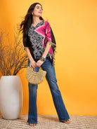 The Kaftan Company Tops Asymmetrical Doodle Black Kaftan Top