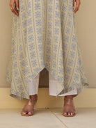 The Kaftan Company Tops Beige Print Viscose Asymmetrical Kurta