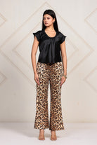The Kaftan Company Tops Black Midnight Satin Gathered Top