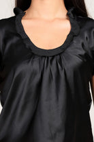 The Kaftan Company Tops Black Midnight Satin Gathered Top