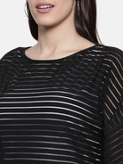 The Kaftan Company Tops Black Self Stripe Kaftan Top