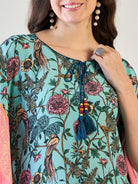 The Kaftan Company Tops Blue Flora Kaftan Top