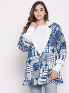 The Kaftan Company Tops Blue Floral And Geometric Quilted Jacket