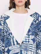 The Kaftan Company Tops Blue Floral And Geometric Quilted Jacket