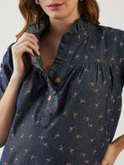 The Kaftan Company Tops Blue Swan Printed Denim Nursing Top