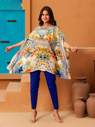 The Kaftan Company Tops Bohemian Abstract Printed Natural Crepe Kaftan Top