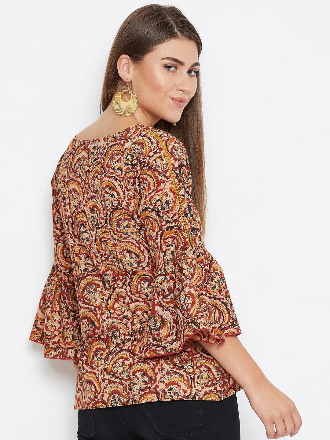 The Kaftan Company Tops BROWN KALAMKARI KAFTAN TOP - (Clearance - Final Sale)