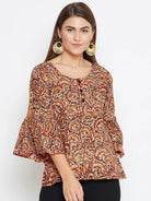 The Kaftan Company Tops BROWN KALAMKARI KAFTAN TOP - (Clearance - Final Sale)
