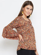 The Kaftan Company Tops BROWN KALAMKARI KAFTAN TOP - (Clearance - Final Sale)