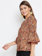 The Kaftan Company Tops BROWN KALAMKARI KAFTAN TOP - (Clearance - Final Sale)