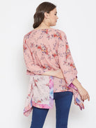 The Kaftan Company Tops Exotic Floral Pink Kaftan Top with Hand Embroidery