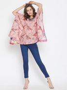 The Kaftan Company Tops Exotic Floral Pink Kaftan Top with Hand Embroidery