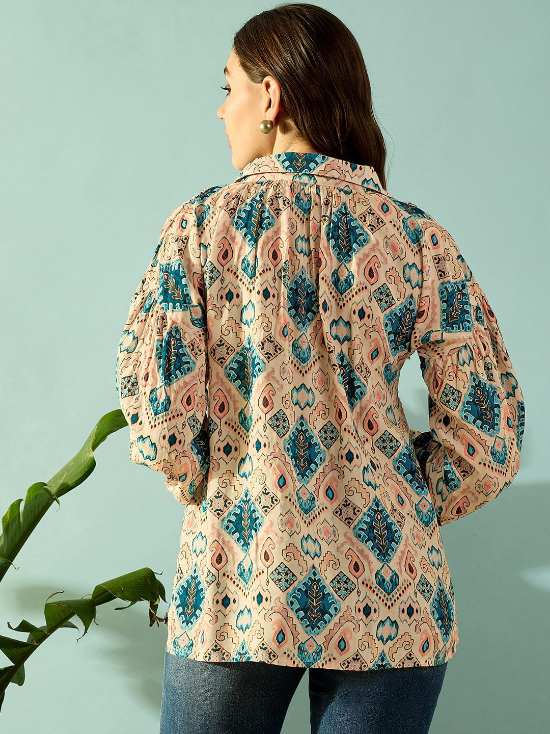 The Kaftan Company Tops Geometric Fusion Embroidered Top
