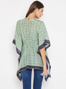 The Kaftan Company Tops Green And Blue Floral Printed Kaftan Top