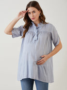 The Kaftan Company Tops Grey Modal Dobby Ruffle Nursing Top
