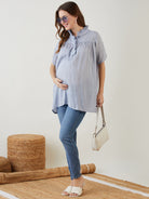 The Kaftan Company Tops Grey Modal Dobby Ruffle Nursing Top
