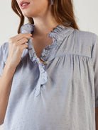 The Kaftan Company Tops Grey Modal Dobby Ruffle Nursing Top