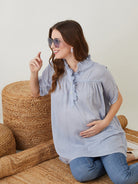 The Kaftan Company Tops Grey Modal Dobby Ruffle Nursing Top