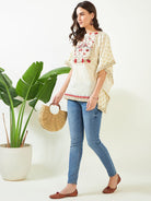 The Kaftan Company Tops Ivory Blossom Artistic Hand Embroidered Kaftan Top