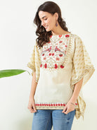 The Kaftan Company Tops Ivory Blossom Artistic Hand Embroidered Kaftan Top