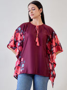 The Kaftan Company Tops Maroon Floral Kaftan Crop Top