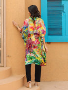 The Kaftan Company Tops Multi-Color Printed Natural Crepe Kaftan Tunic Top