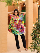 The Kaftan Company Tops Multi-Color Printed Natural Crepe Kaftan Tunic Top