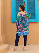 The Kaftan Company Tops Multi-Color Tropical Printed Natural Crepe Tunic Top
