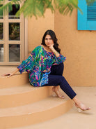 The Kaftan Company Tops Multi-Color Tropical Printed Natural Crepe Tunic Top