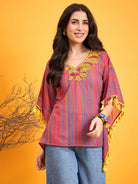 The Kaftan Company Tops Multi Coloured Embroidered Tribal Kaftan Top