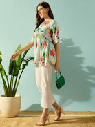 The Kaftan Company Tops Multi Coloured Floral Blossom Day Wear Top