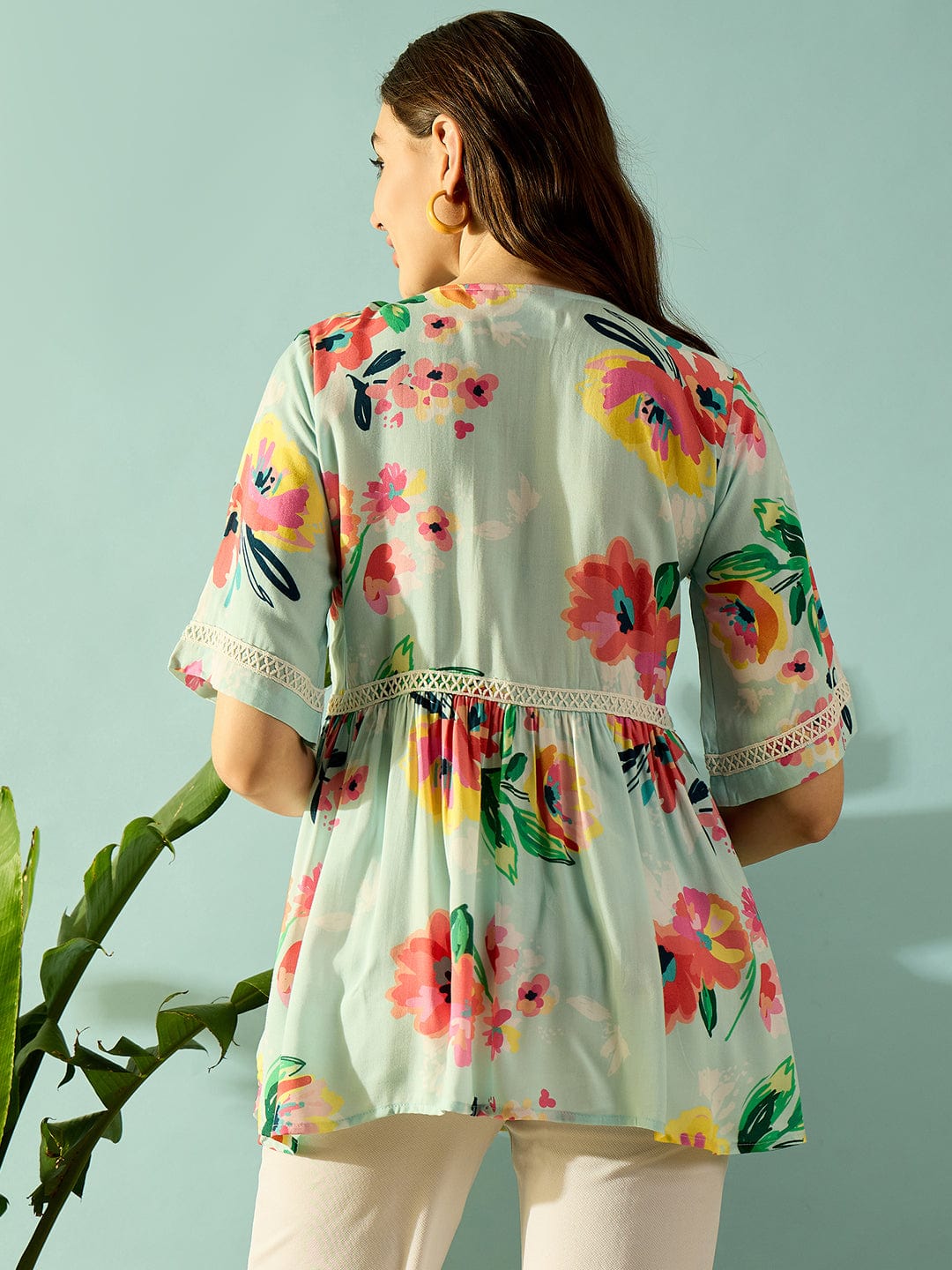The Kaftan Company Tops Multi Coloured Floral Blossom Day Wear Top