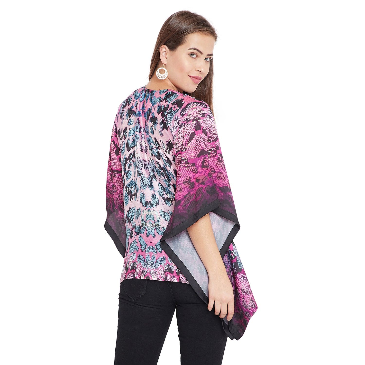 The Kaftan Company Tops Pink Camouflage Top With Embroidered Neckline - (Clearance - Final Sale)