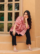The Kaftan Company Tops Pink Marble Print Oversized Polyester Top