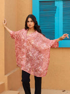 The Kaftan Company Tops Pink Marble Print Oversized Polyester Top