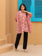 The Kaftan Company Tops Pink Marble Print Oversized Polyester Top