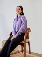 The Kaftan Company Tops Purple / S Soft Linen Boyfriend Shirt