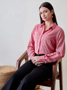 The Kaftan Company Tops Red / S Soft Linen Boyfriend Shirt