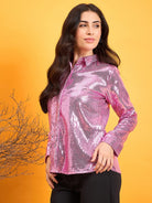 The Kaftan Company Tops Sparkling Pink Sequined Shirt