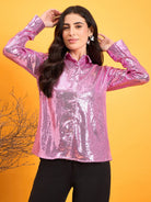 The Kaftan Company Tops Sparkling Pink Sequined Shirt