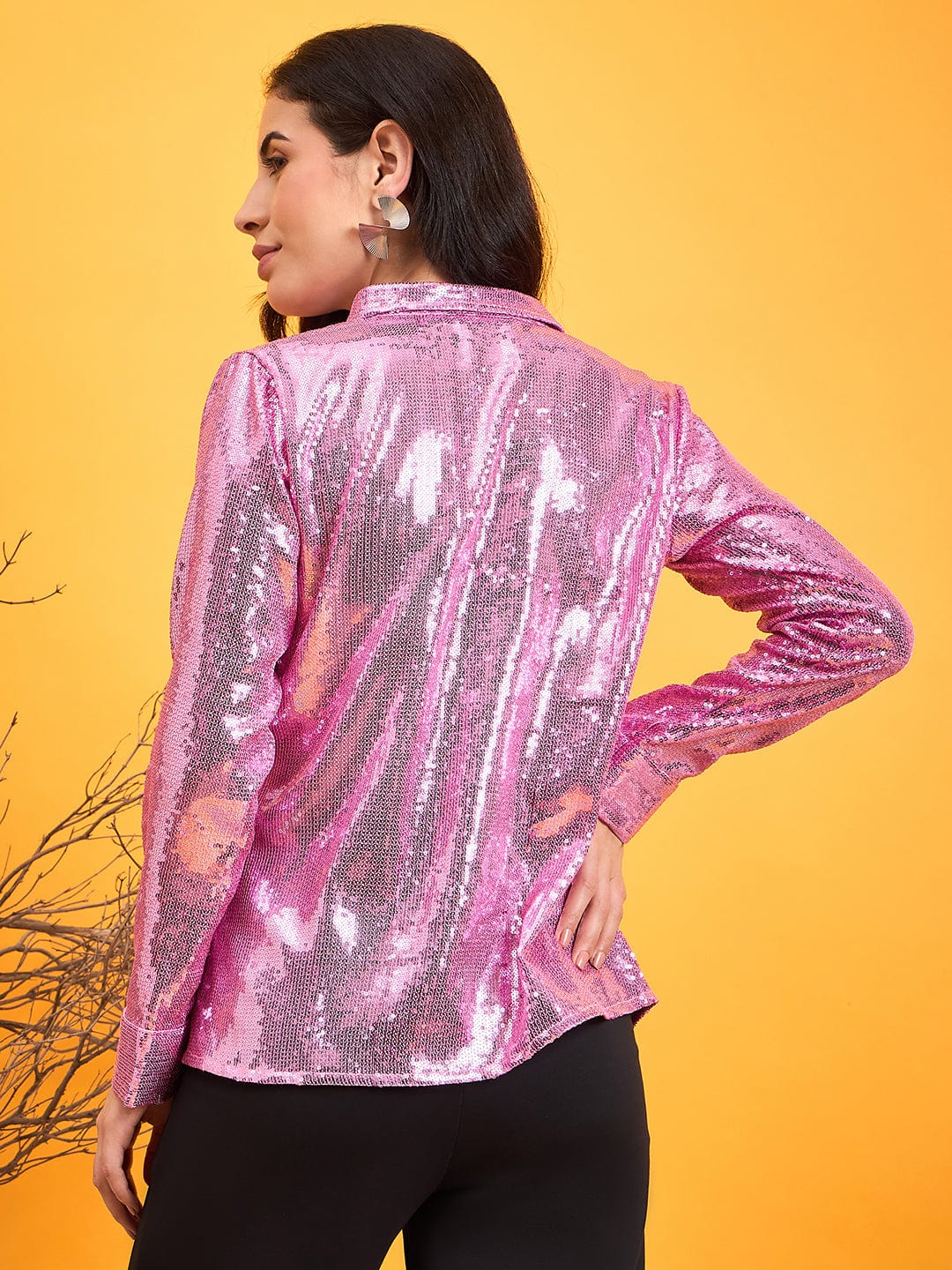 The Kaftan Company Tops Sparkling Pink Sequined Shirt