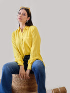 The Kaftan Company Tops Yellow / S Soft Linen Boyfriend Shirt